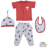 4 Pcs Newborn Gift Set Animal Print | Little Darling