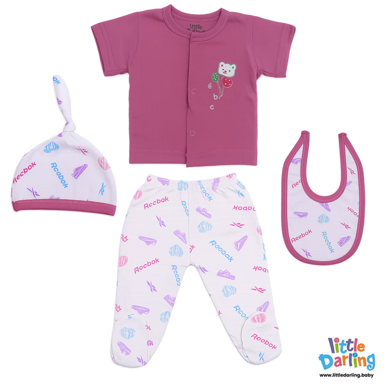 4 Pcs Newborn Gift Set Pink Color by Little Darling