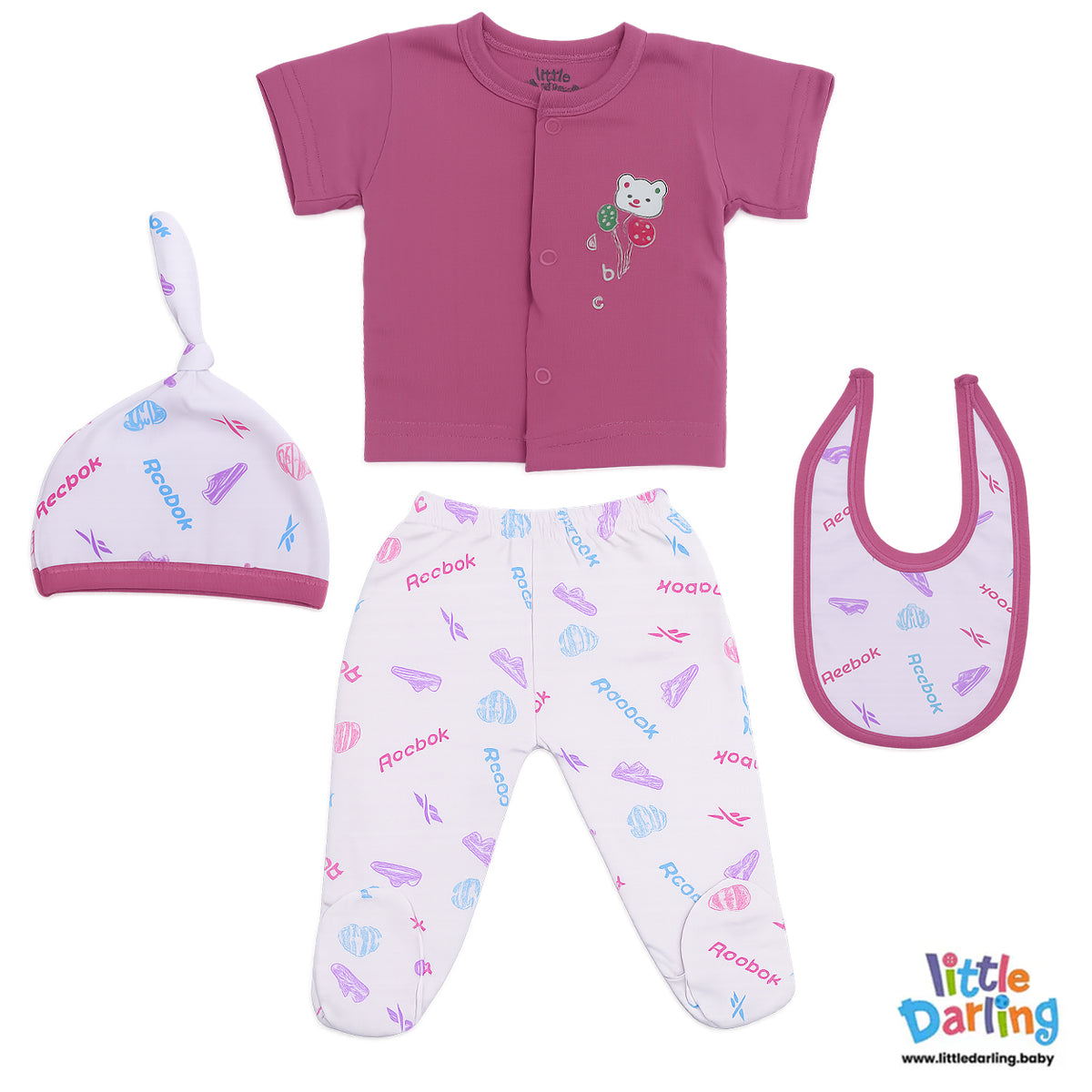 4 Pcs Newborn Gift Set Pink Color | Little Darling