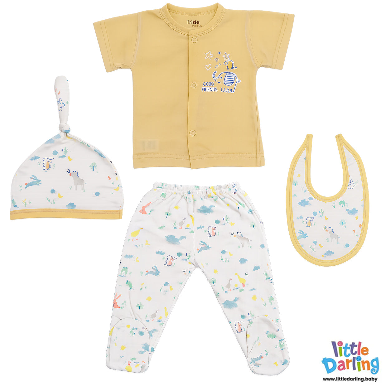 4 Pcs Newborn Gift Set Yellow Color by Little Darling