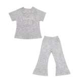Girls Silver Bow Top & Flared Trouser Set