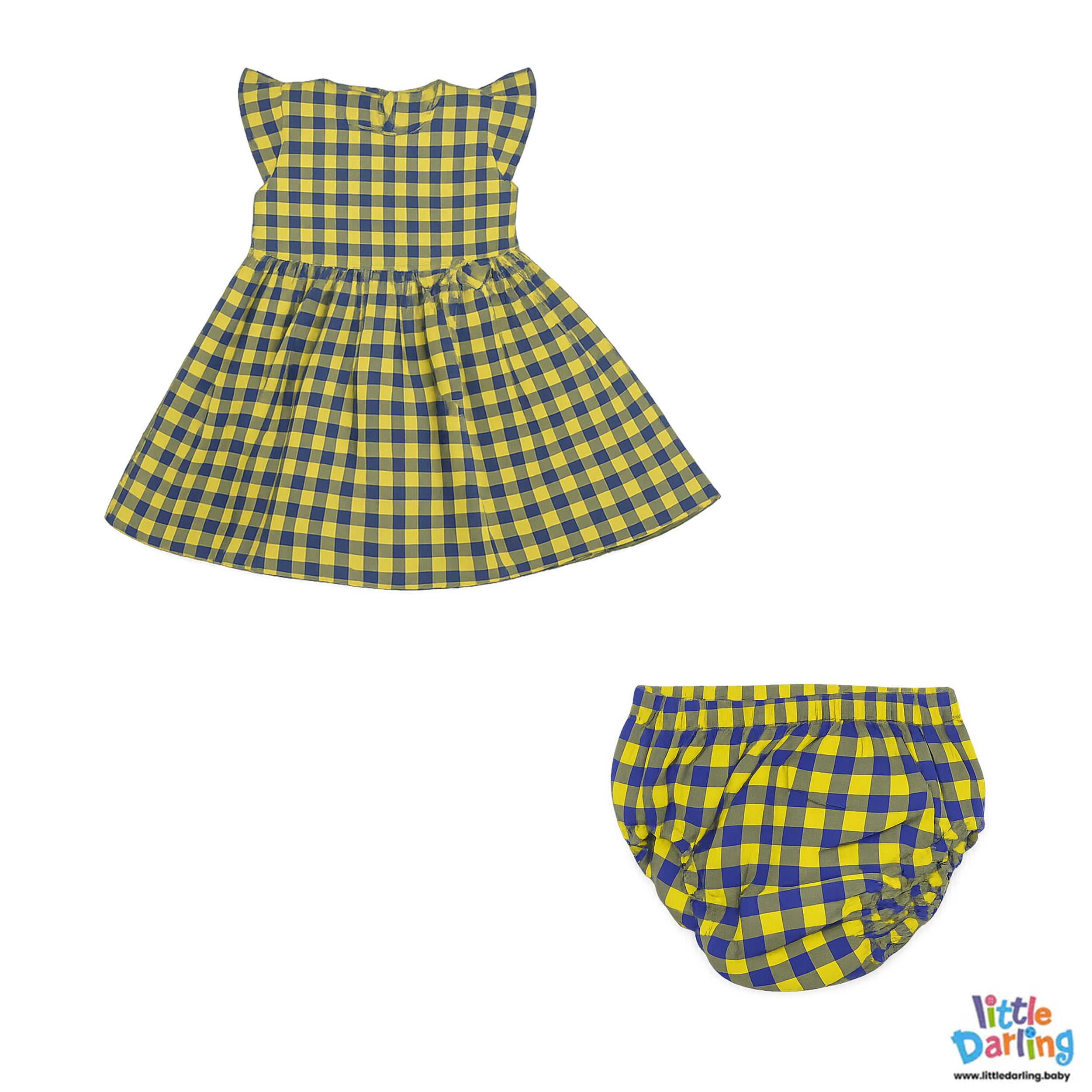 Baby Girls Checkered Dress & Bloomer Set