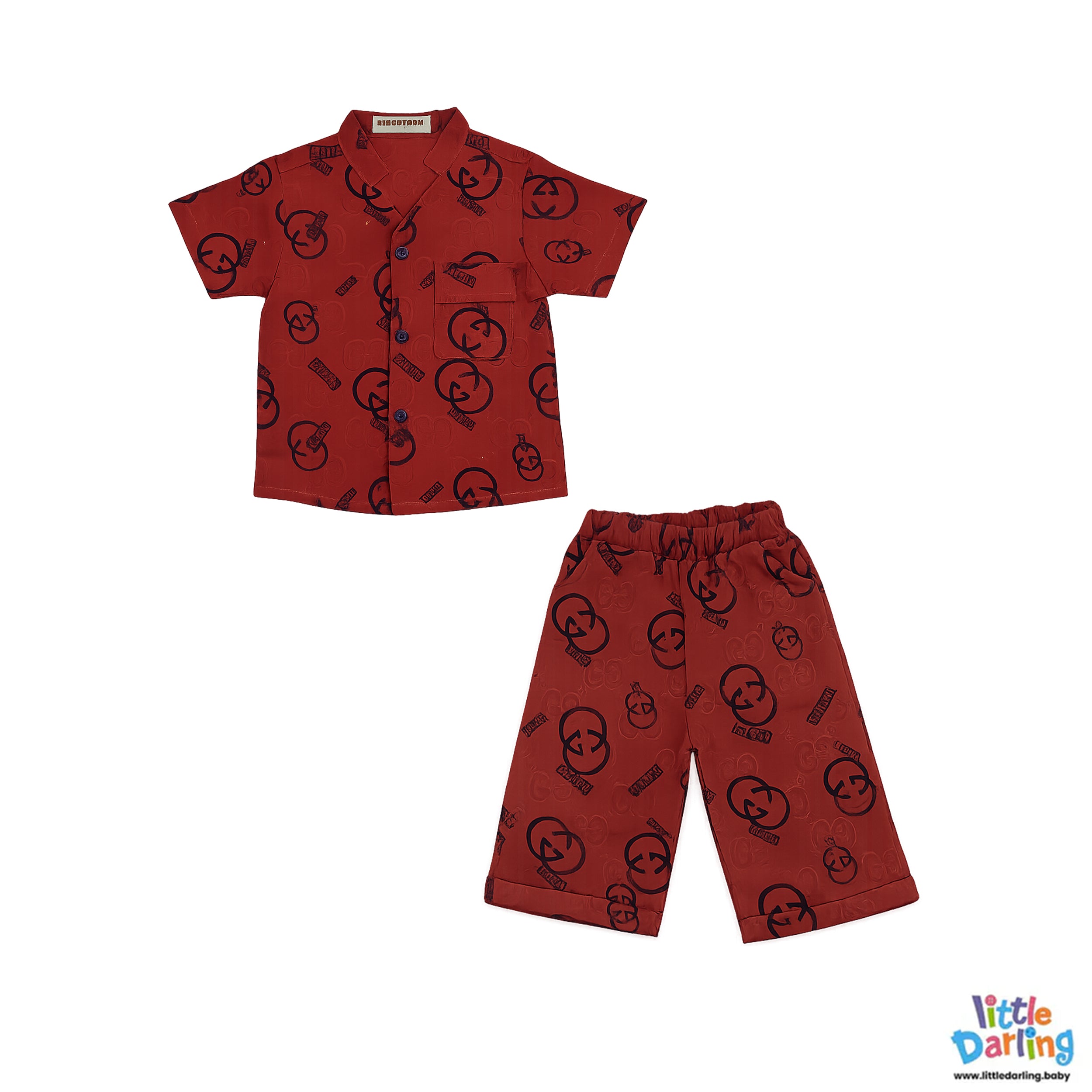 Boys Red Shirt & Trouser Set