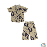 Boys Beige Shirt & Trouser Set