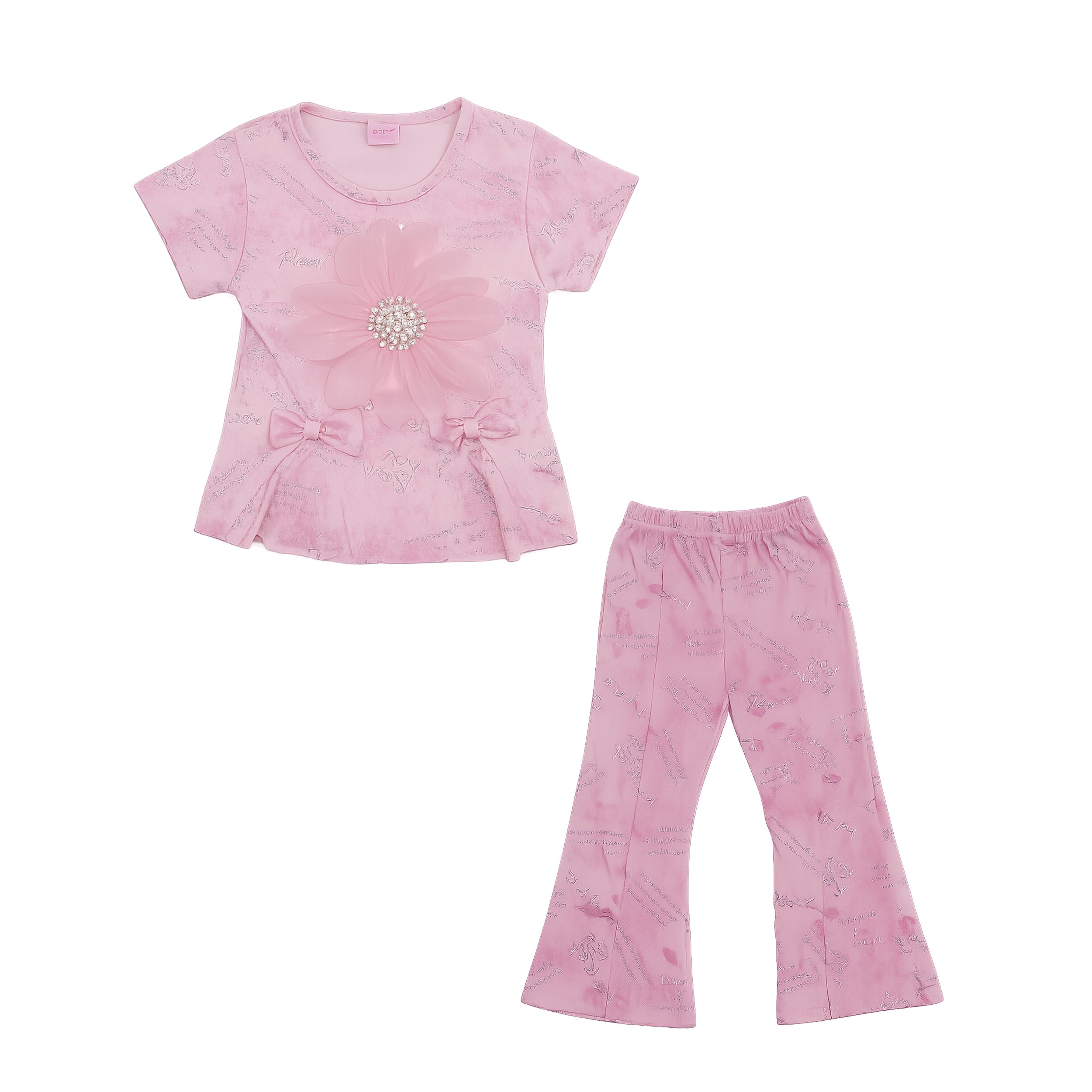 Girls Pink 2-Piece Bell Bottom Set
