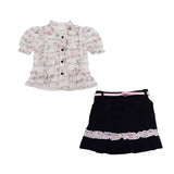 Girls Floral Top & Navy Skirt 2 Piece Set
