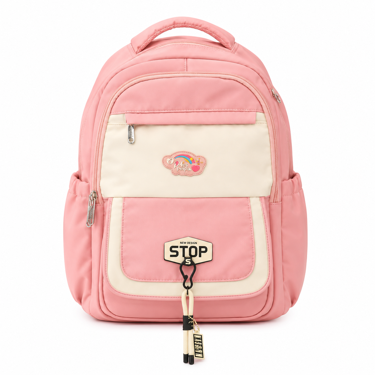 Girls Pink School Backpack Large Size Multi Pocket