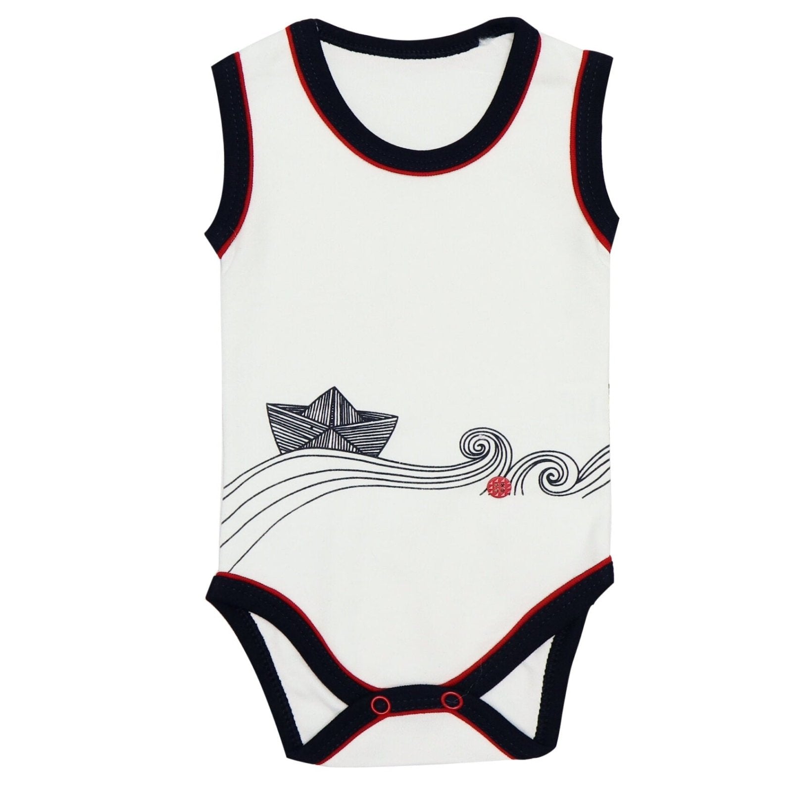Baby Bodysuit Boat Print Black