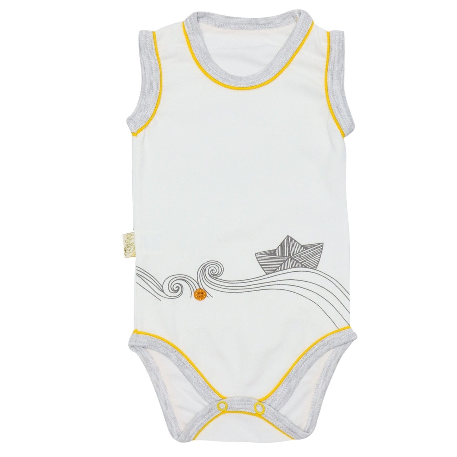 Baby Bodysuit Boat Print Grey - Zubaidas Mothershop
