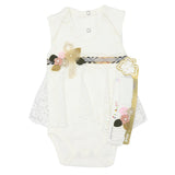 Baby Bodysuit With Hairband White Color Flower - Zubaidas Mothershop