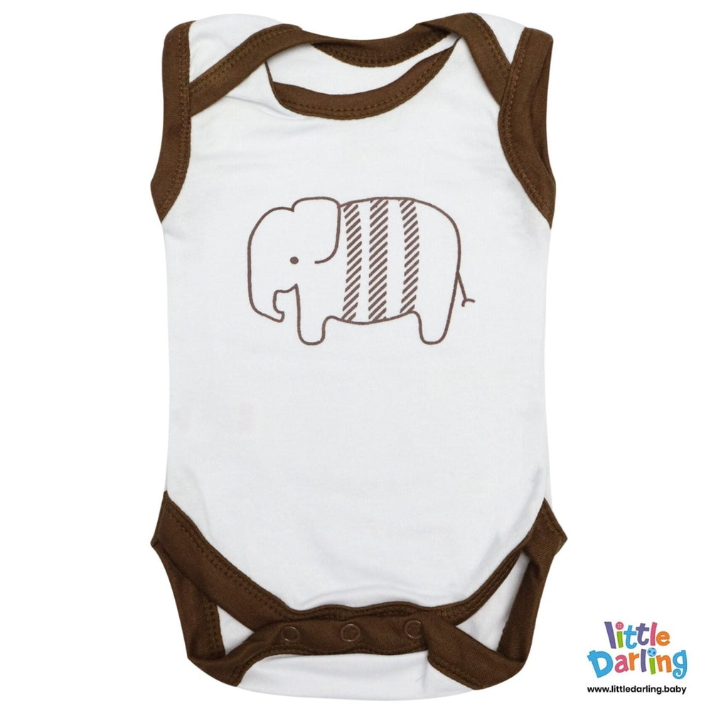 Baby Bodysuits Pk Of 3 Sleeveless Animal Print | Little Darling - Zubaidas Mothershop