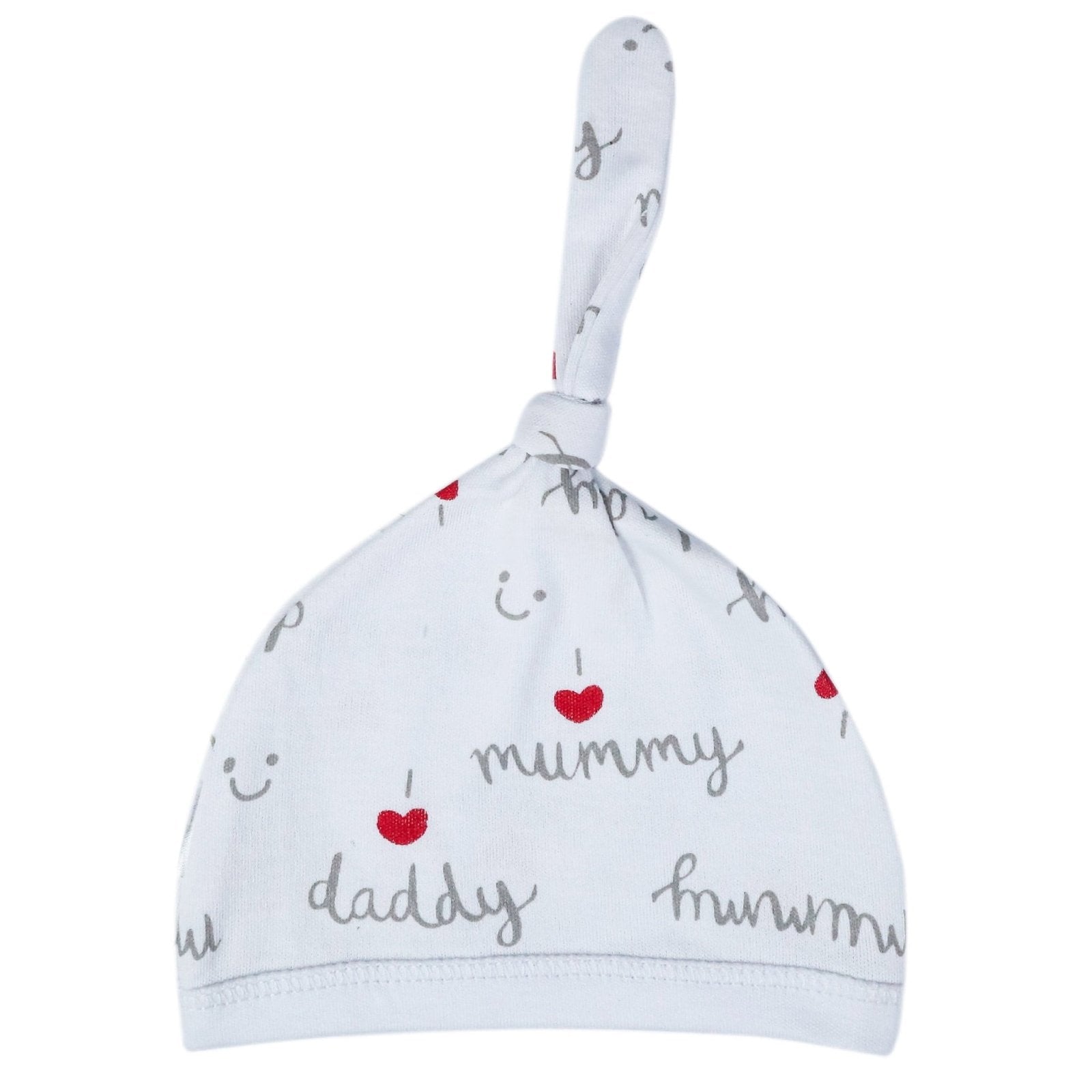 Baby Cap White Color Mummy Daddy Print | Little Darling - Zubaidas Mothershop