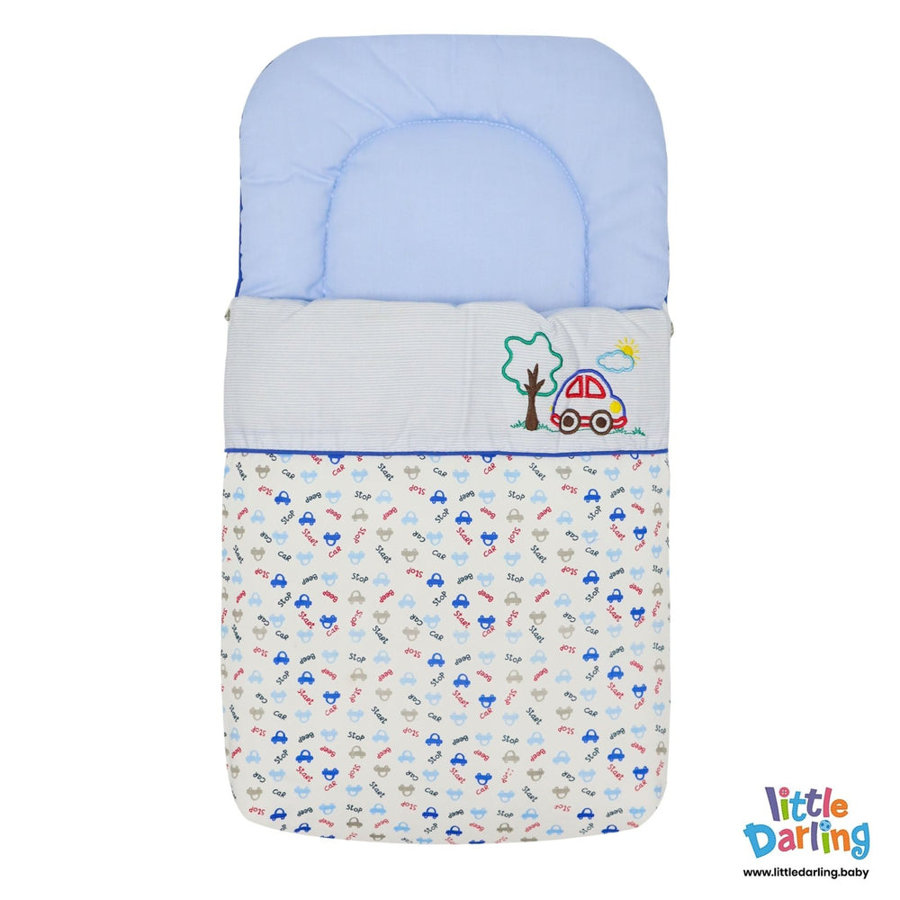Baby Carry Nest Car Print SkyBlue | Little Darling - Zubaidas Mothershop
