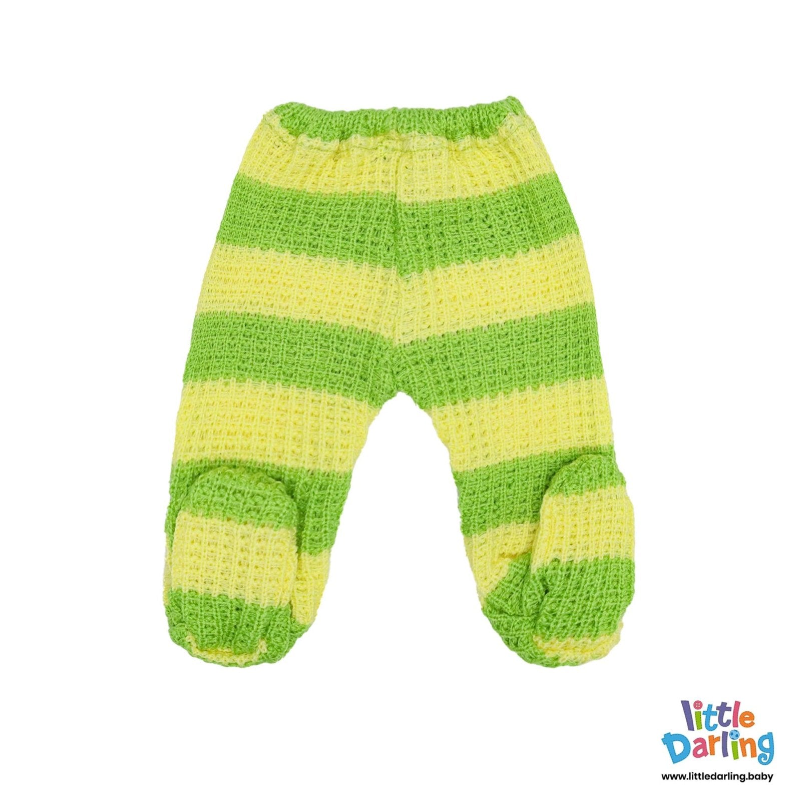 4 Pcs Woolen Gift Set Green & Yellow Stripes by Little Darling