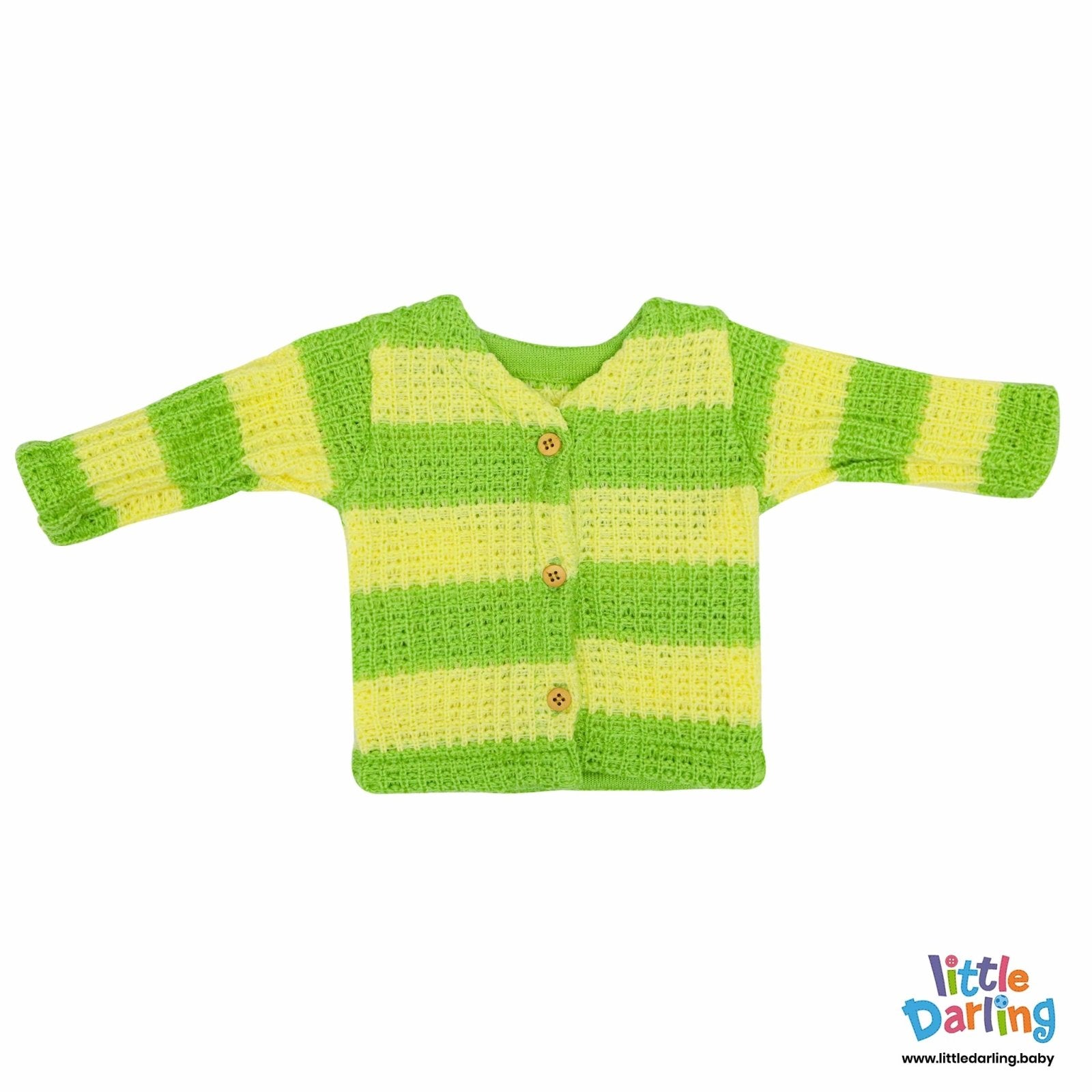 4 Pcs Woolen Gift Set Green & Yellow Stripes by Little Darling