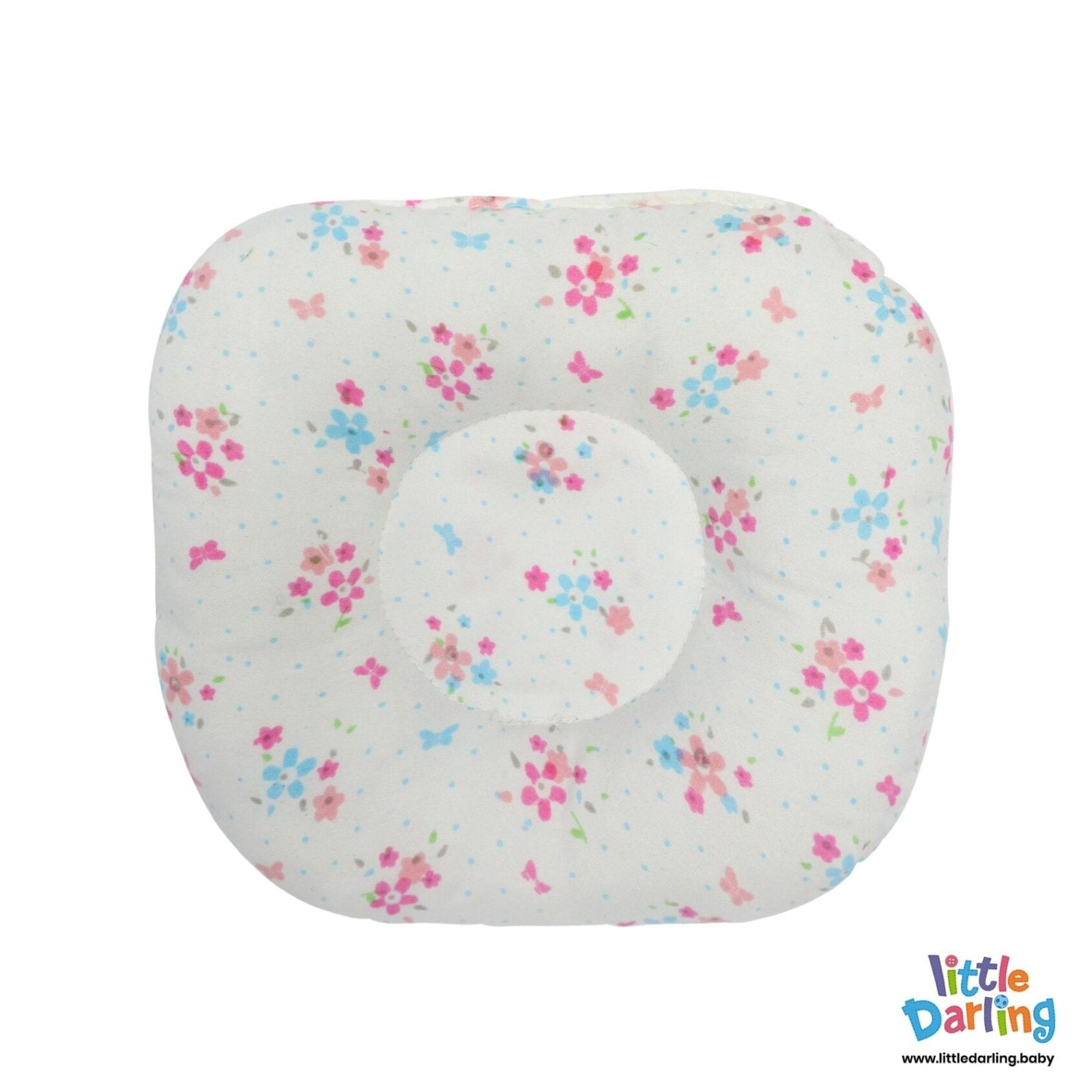 Baby Head Shaping Pillow White Color Flower Pattern | Little Darling - Zubaidas Mothershop