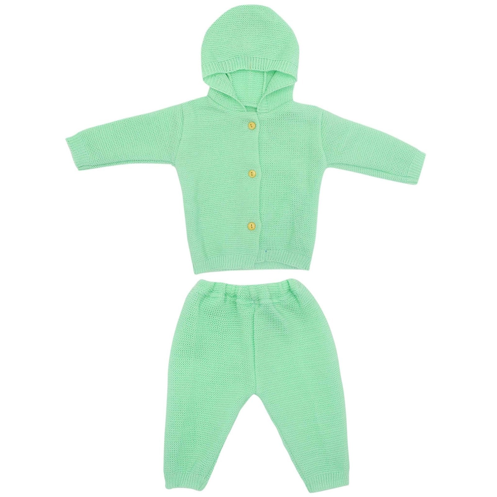 Baby Hooded Woolen Suit Light Green | Little Darling - Zubaidas Mothershop