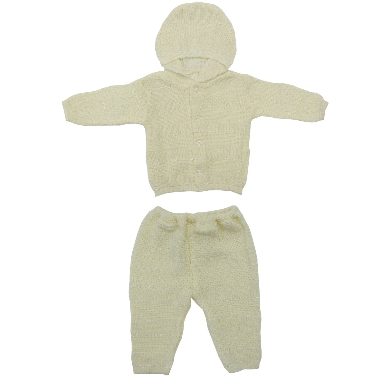 Baby Hooded Woolen Suit Off White | Little Darling - Zubaidas Mothershop