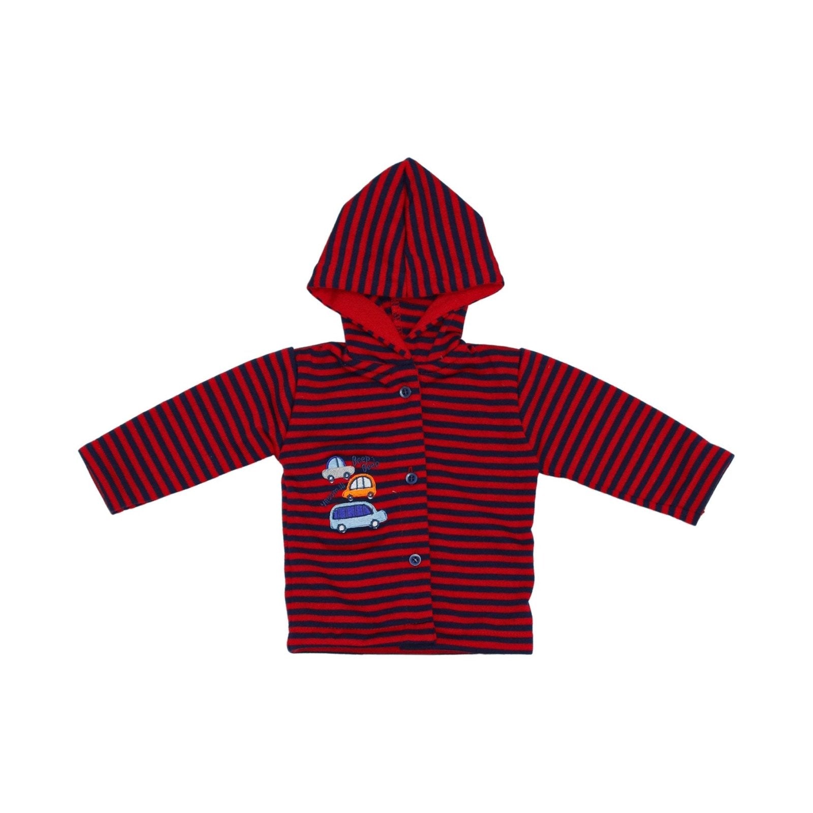 Baby Hooded Woolen Suit Red Stripes by Little Darling