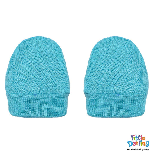 Baby Mittens Pair Pk Of 2 Aqua | Little Darling - Zubaidas Mothershop