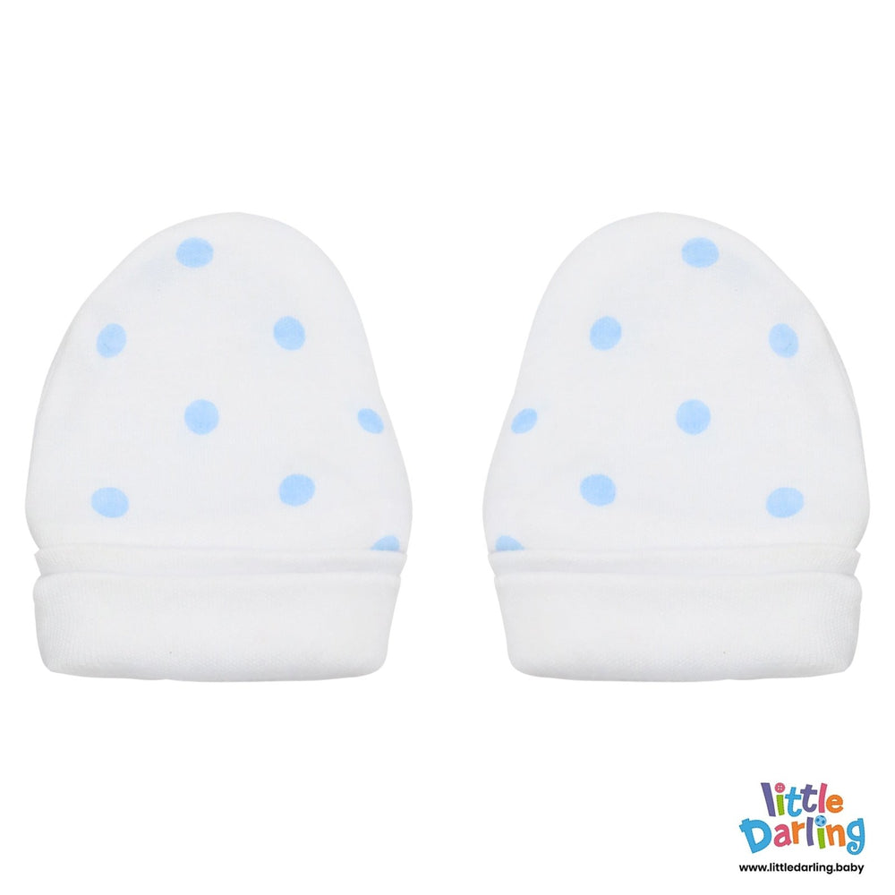 Baby Mittens Pair Pk Of 2 Blue Circle Print | Little Darling - Zubaidas Mothershop
