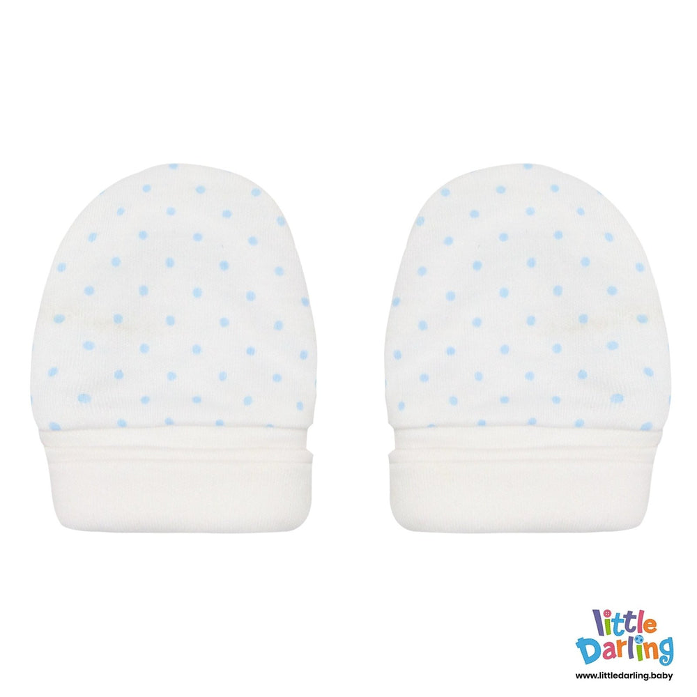 Baby Mittens Pair Pk Of 2 blue dotted | Little Darling - Zubaidas Mothershop