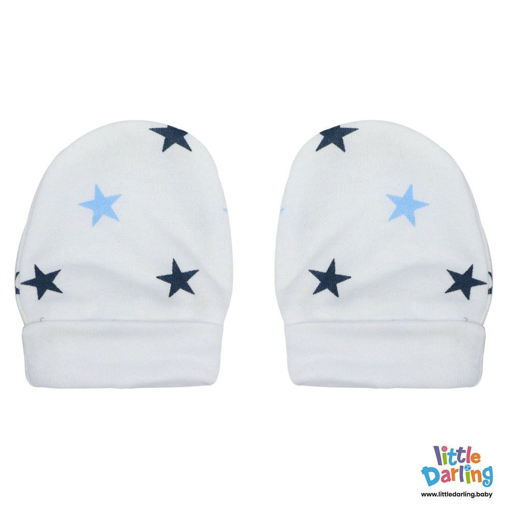 Baby Mittens Pair Pk Of 2 Blue Star | Little Darling - Zubaidas Mothershop