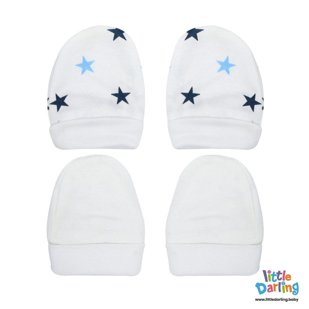 Baby Mittens Pair Pk Of 2 Blue Star | Little Darling - Zubaidas Mothershop