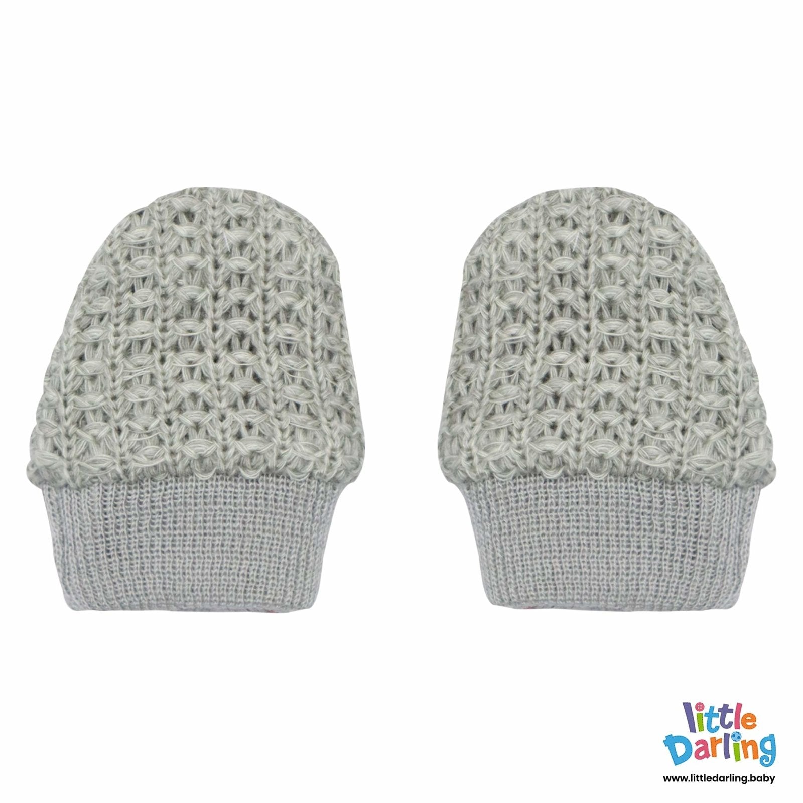 Baby Mittens Pair Pk Of 2 Gray Color by Little Darling