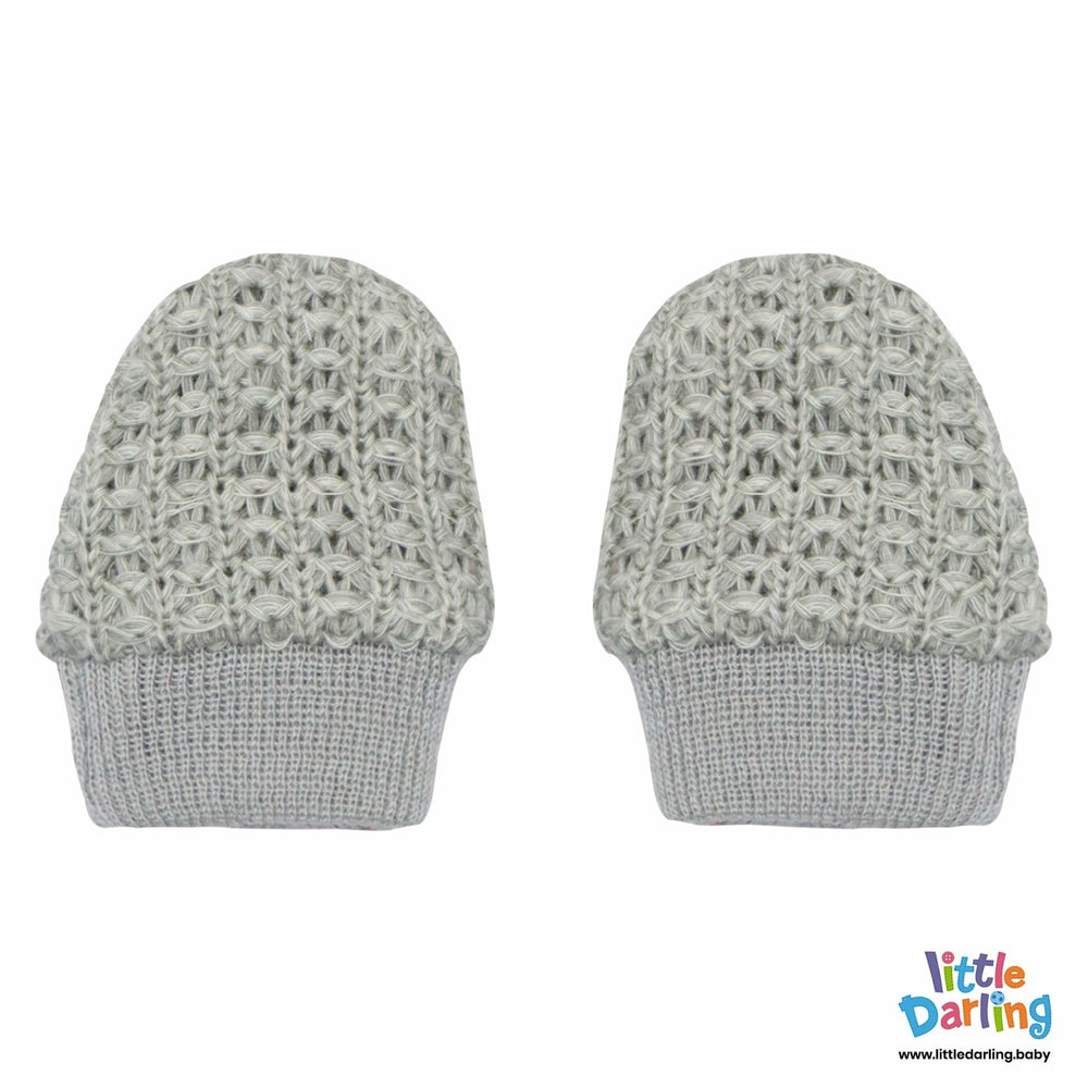 Baby Mittens Pair Pk Of 2 Gray Color | Little Darling - Zubaidas Mothershop