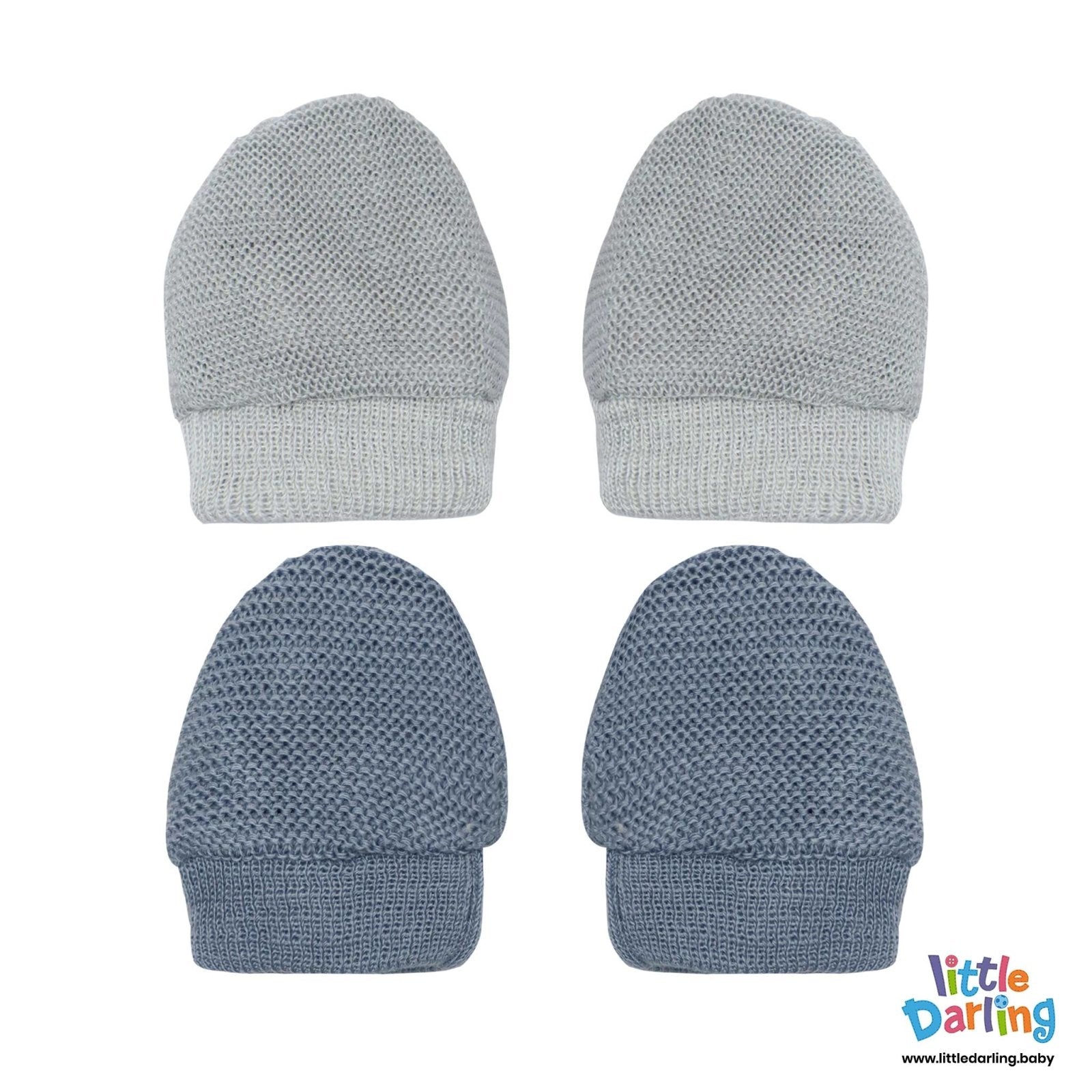 Baby Mittens Pair Pk Of 2 Grey Color | Little Darling - Zubaidas Mothershop