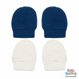 Baby Mittens Pair Pk Of 2 Navy Blue Color | Little Darling - Zubaidas Mothershop