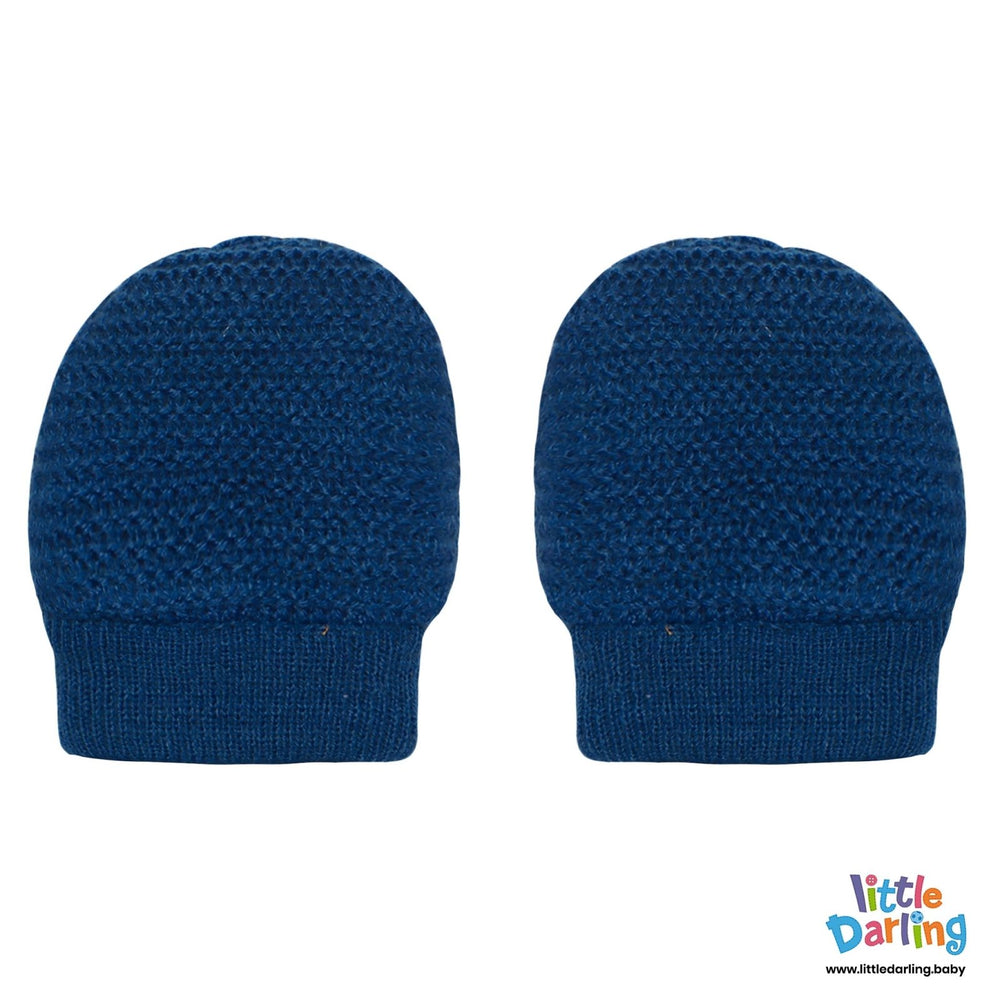 Baby Mittens Pair Pk Of 2 Navy Blue Color | Little Darling - Zubaidas Mothershop