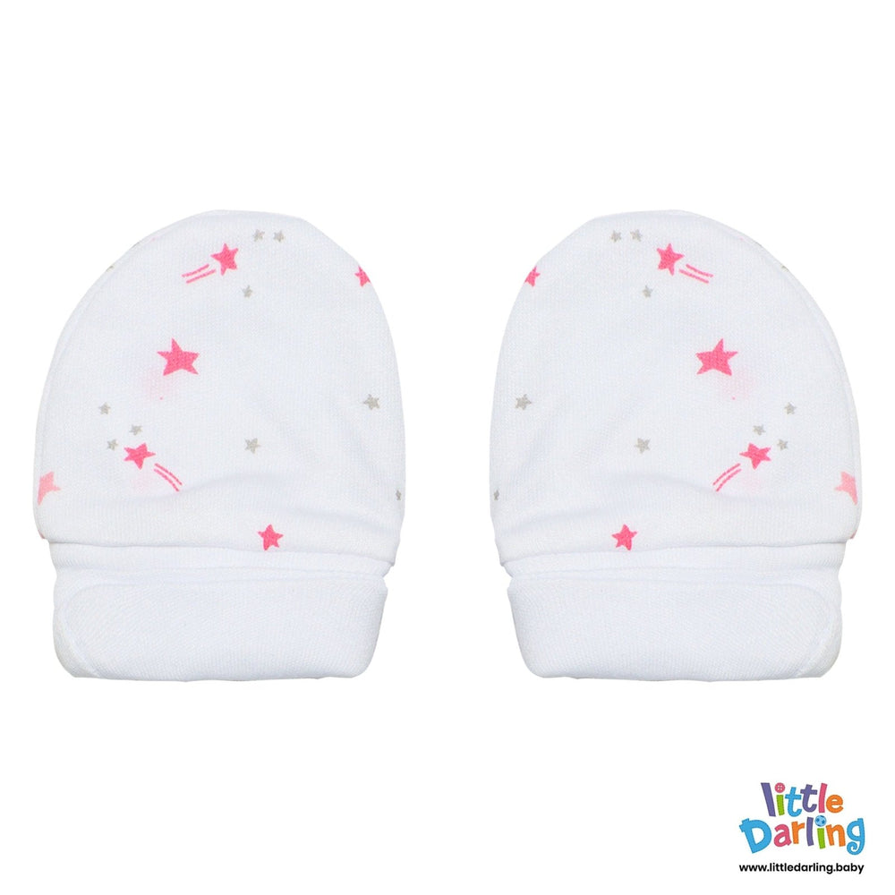 Baby Mittens Pair Pk Of 2 Star Print | Little Darling - Zubaidas Mothershop