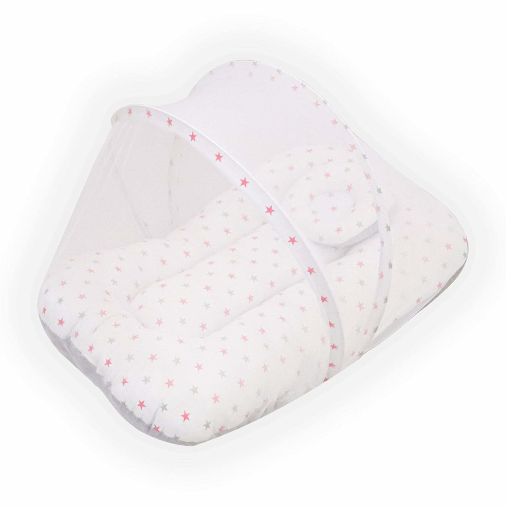 Baby Net Gadda Set Pink Star Print 2 Pcs - Zubaidas Mothershop