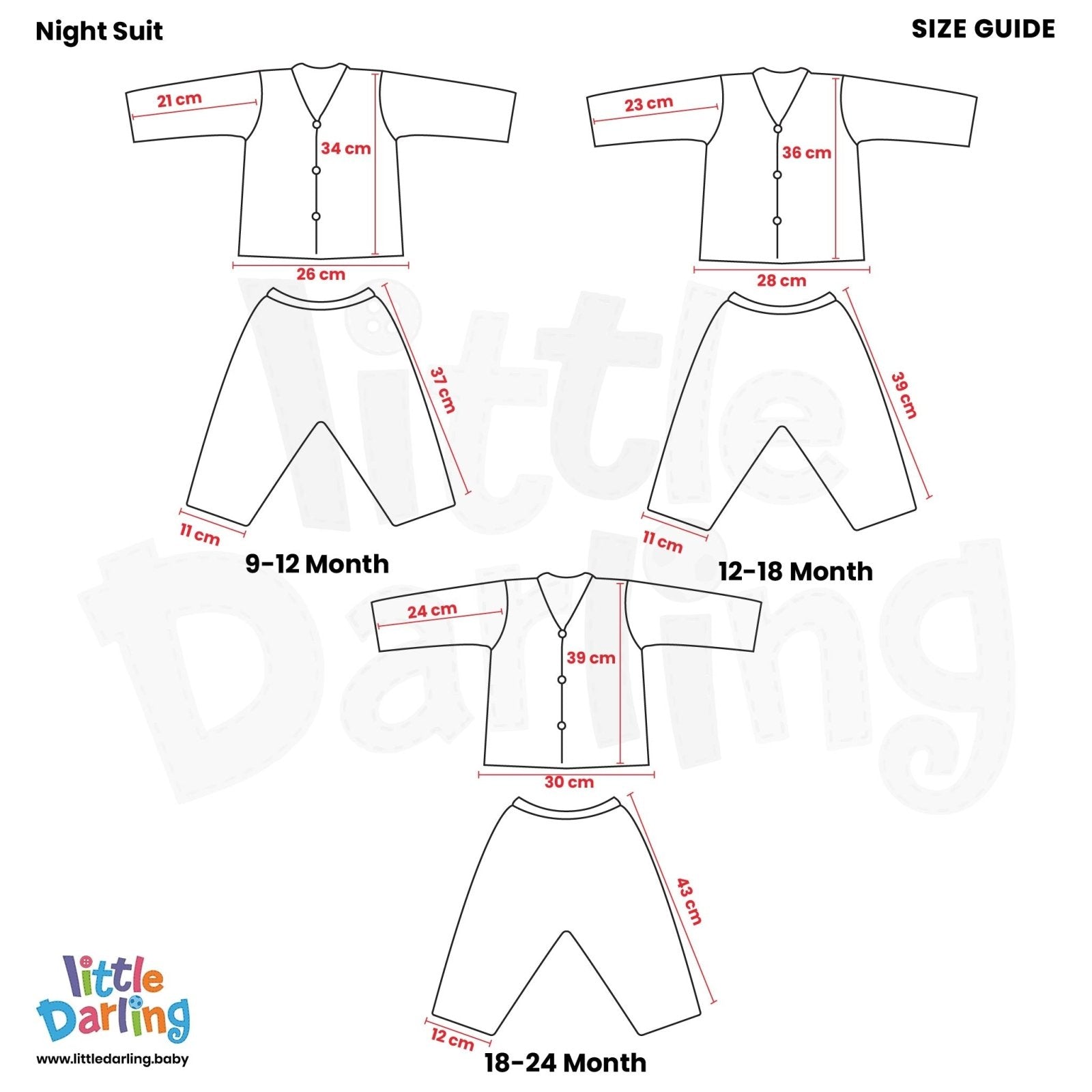 Baby Night Suit I Love Mummy Daddy by Little Darling