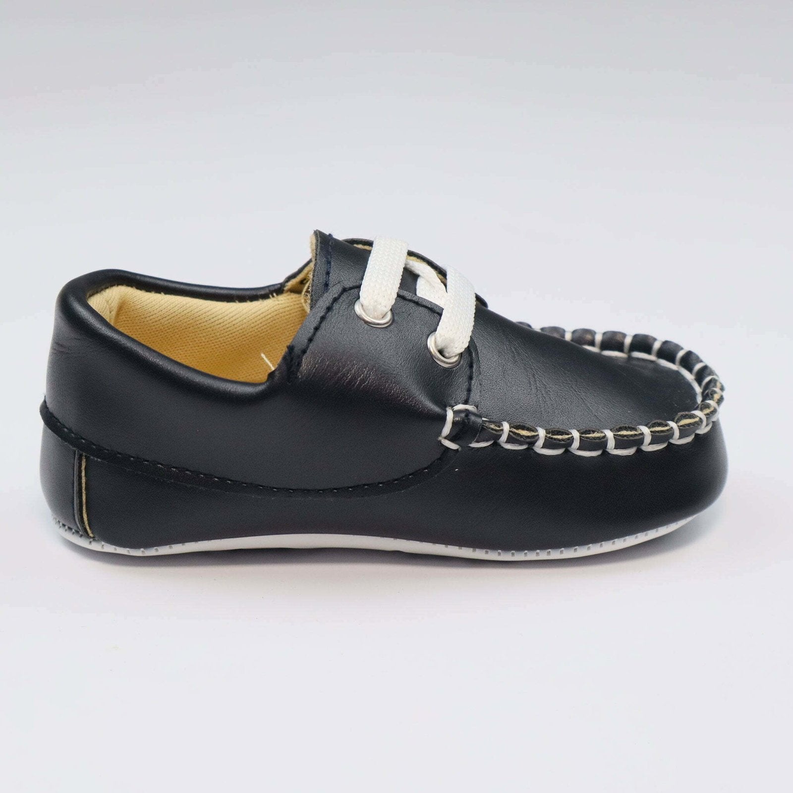Baby Shoes Black Color With White Laces by Baby Pattini