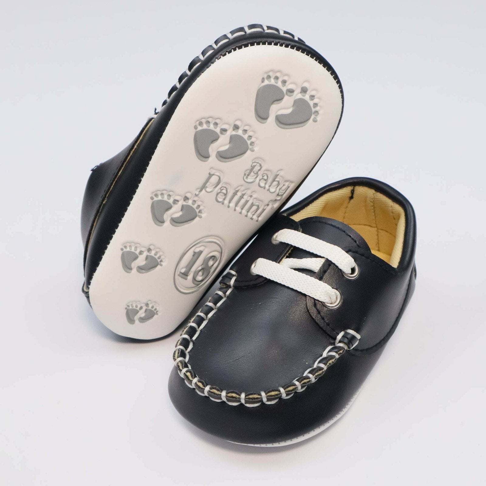 Baby Shoes Black Color With White Laces | Baby Pattini - Zubaidas Mothershop