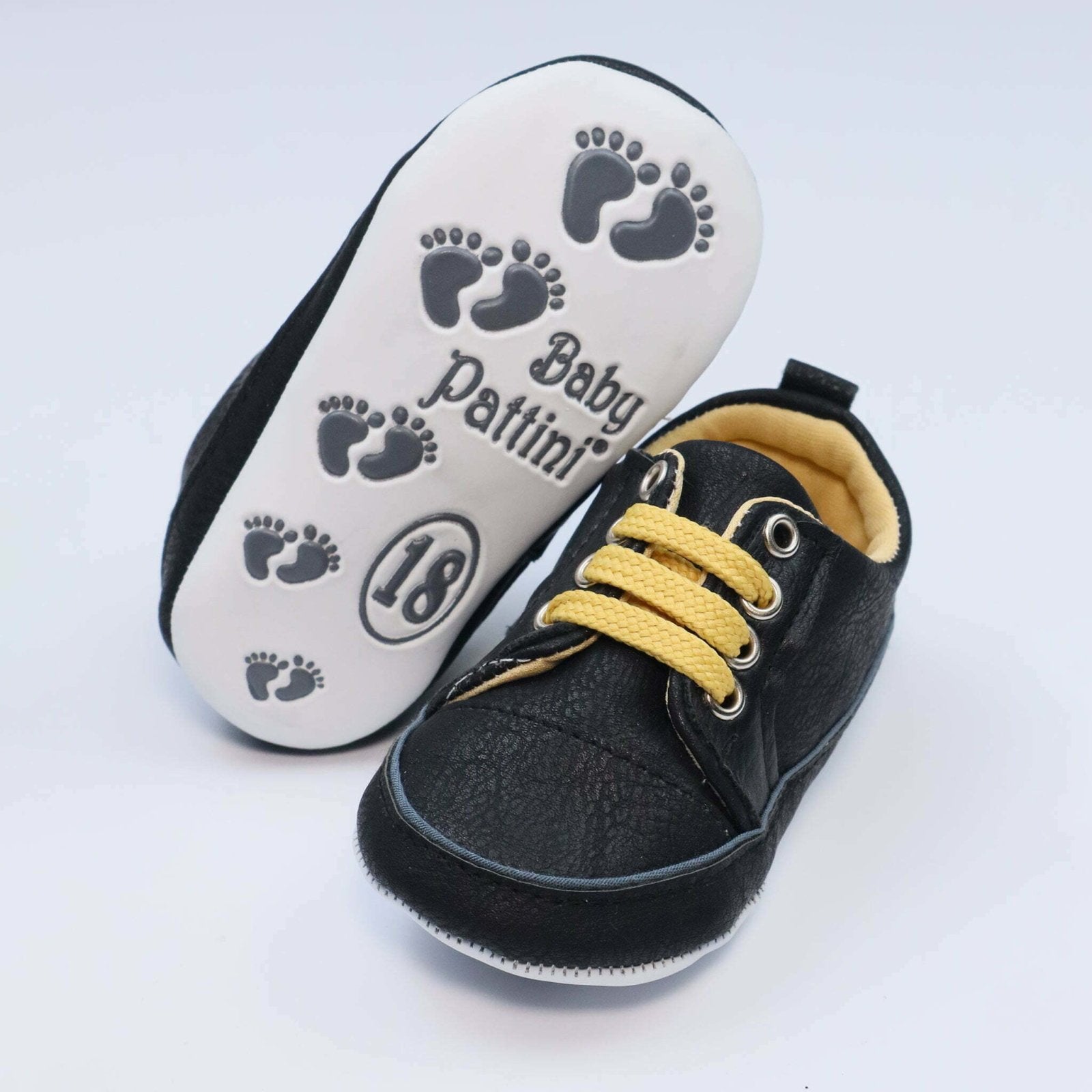 Baby Shoes Black & Yellow Casual | Baby Pattini - Zubaidas Mothershop