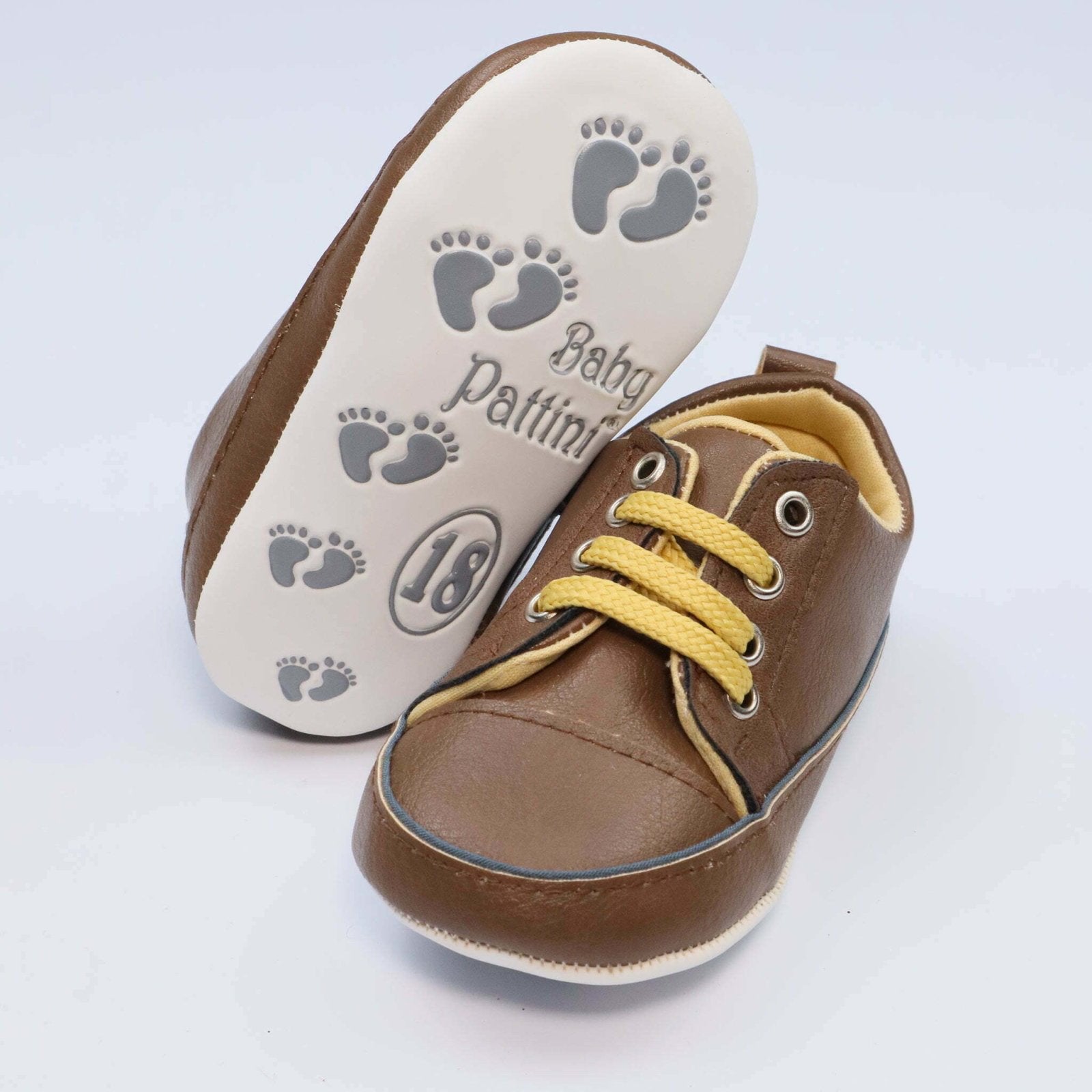 Baby Shoes Brown & Yellow Casual | Baby Pattini - Zubaidas Mothershop