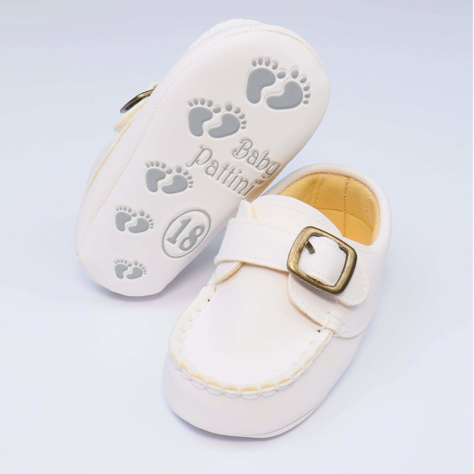 Baby Shoes Casual White With Buckle | Baby Pattini - Zubaidas Mothershop