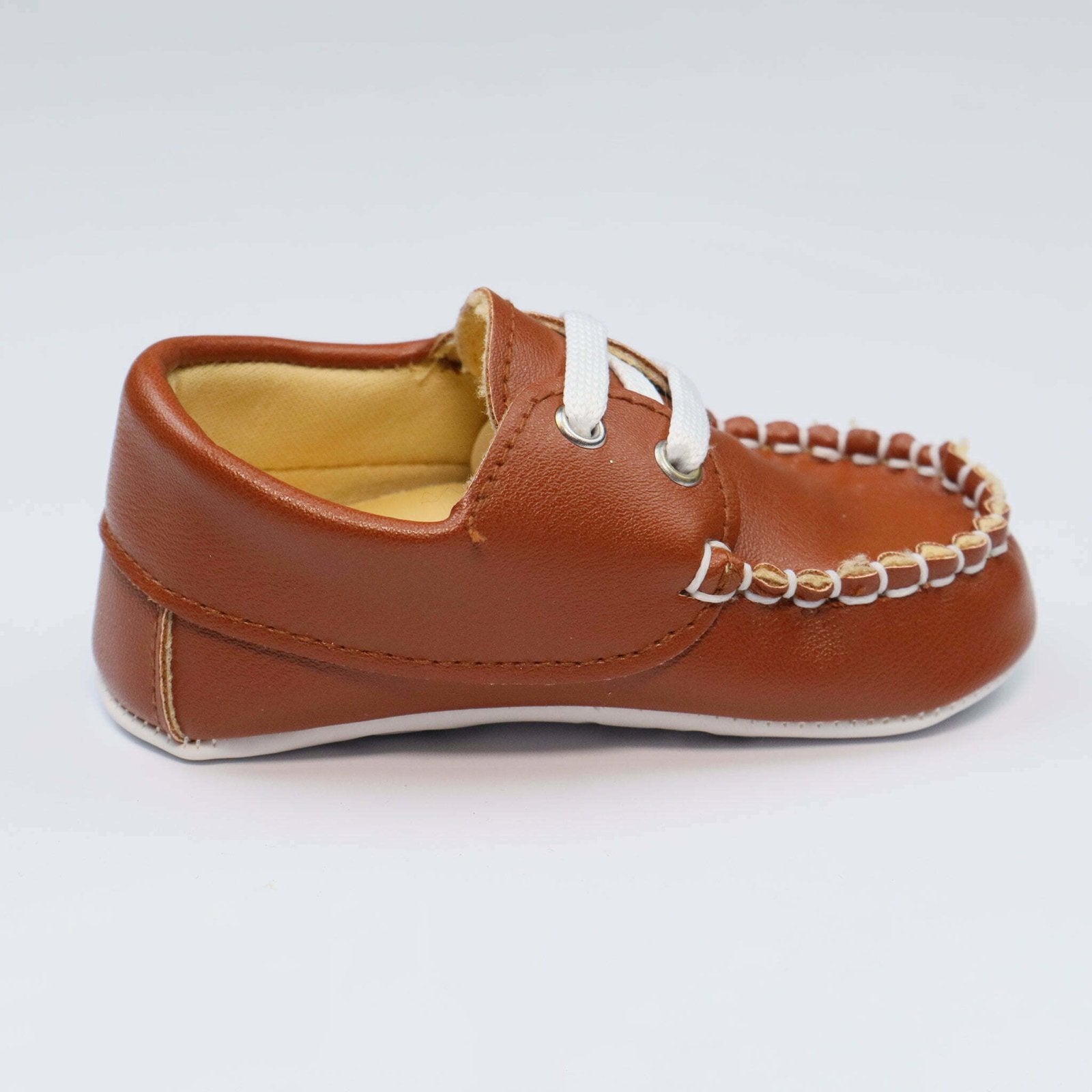 Baby Shoes Chocolate Brown Color With White Laces by Baby Pattini