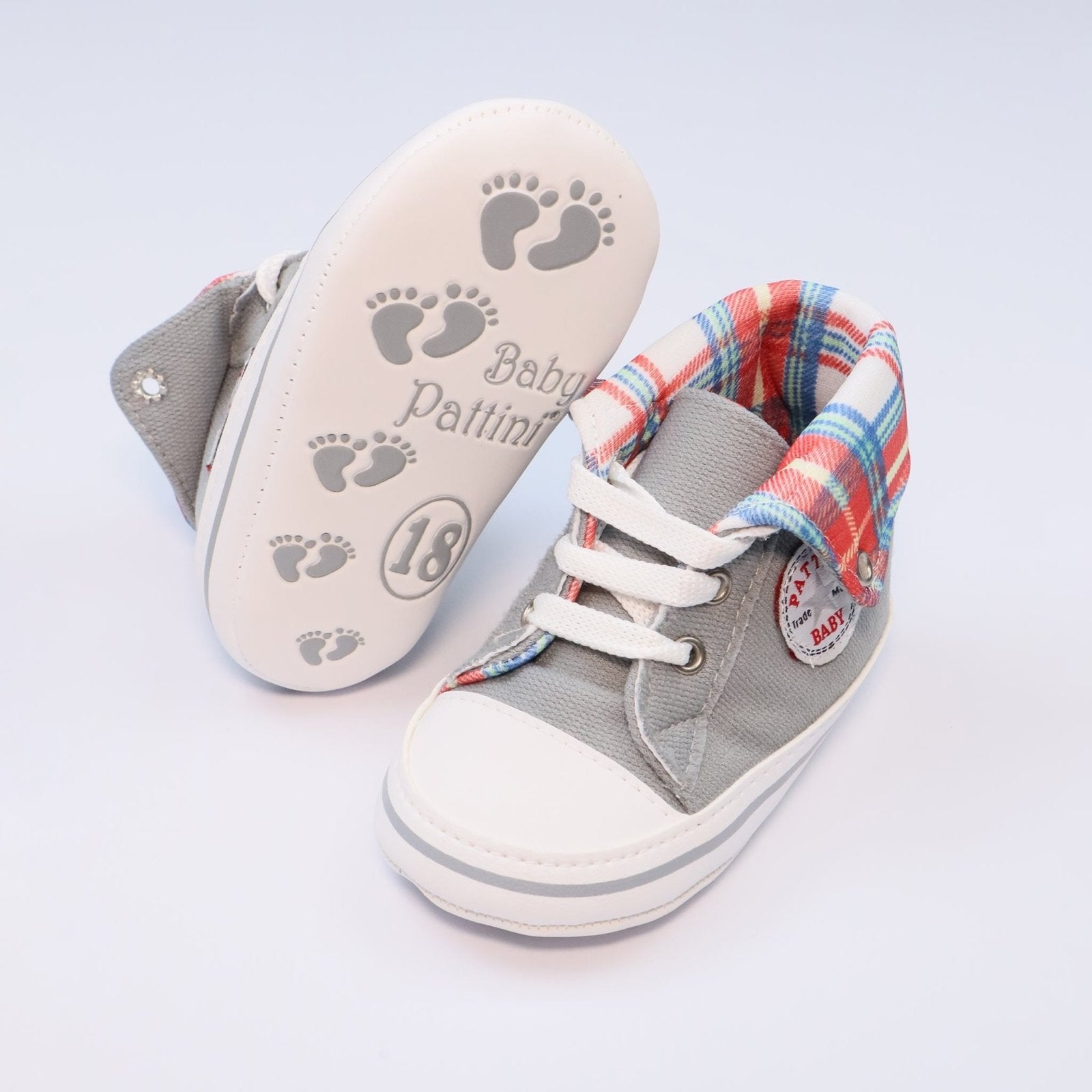 Baby Shoes Gray Color Check Print | Baby Pattini - Zubaidas Mothershop