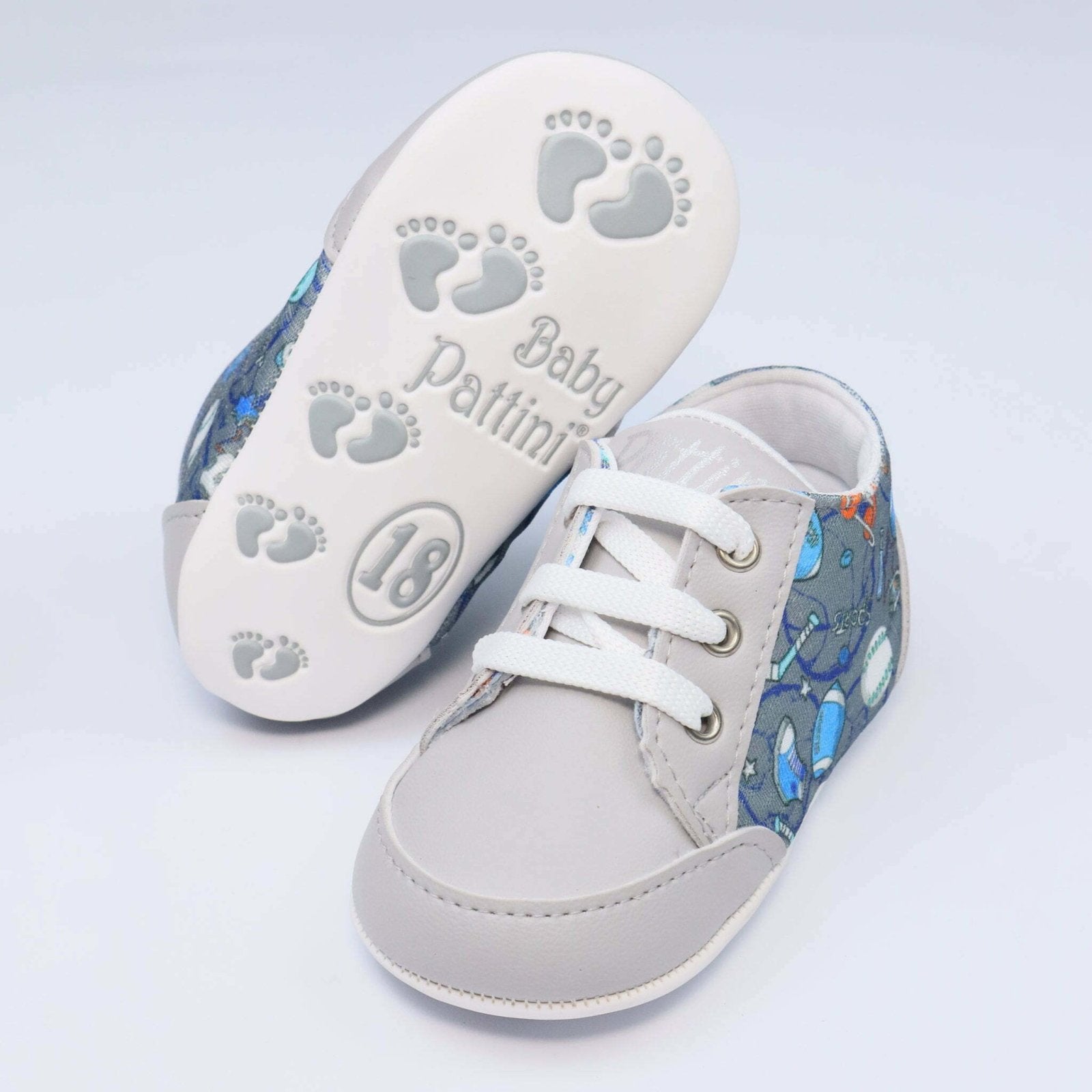 Baby Shoes Gray Sports Print | Baby Pattini - Zubaidas Mothershop