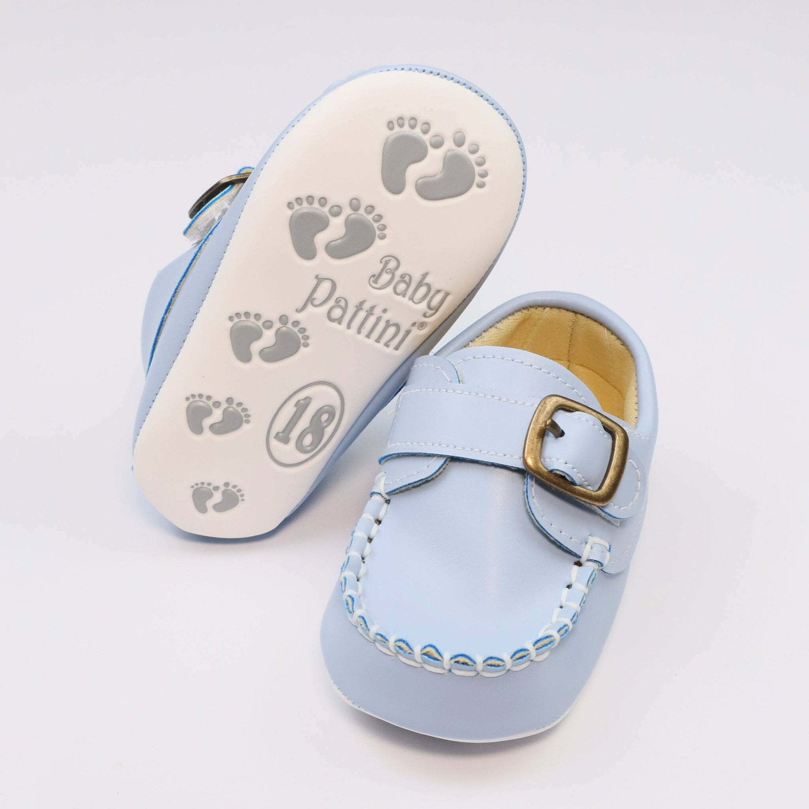 Baby Shoes Light Blue With Buckle by Baby Pattini