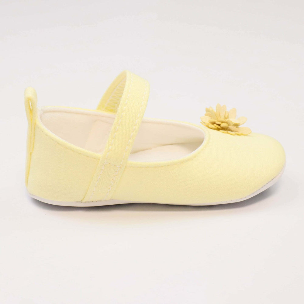 Baby Shoes Light Yellow Color With Flower | Baby Pattini - Zubaidas Mothershop