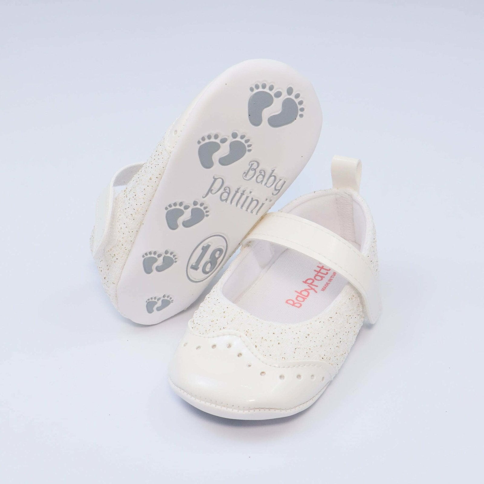 Baby Shoes White Color With Glitter | Baby Pattini - Zubaidas Mothershop