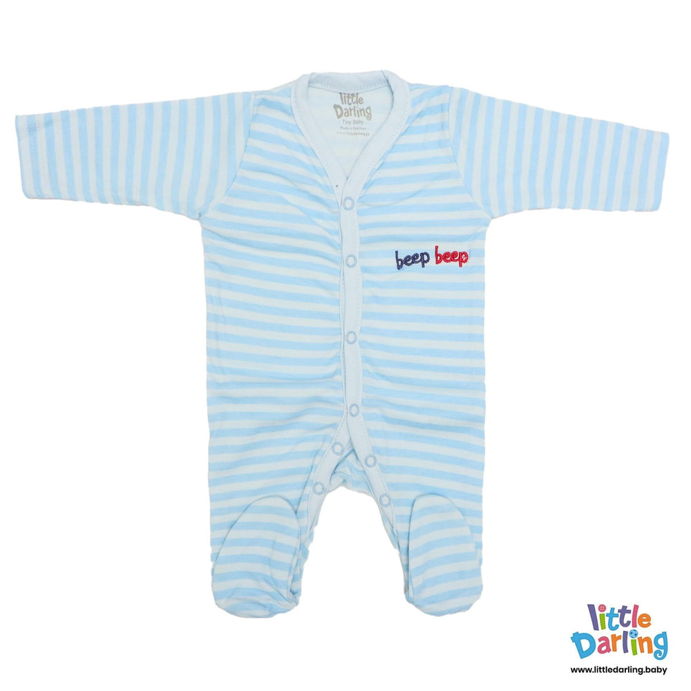 Baby Sleepsuits PK Of 3 Beep Beep Print | Little Darling - Zubaidas Mothershop