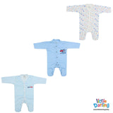 Baby Sleepsuits PK Of 3 Beep Beep Print | Little Darling - Zubaidas Mothershop