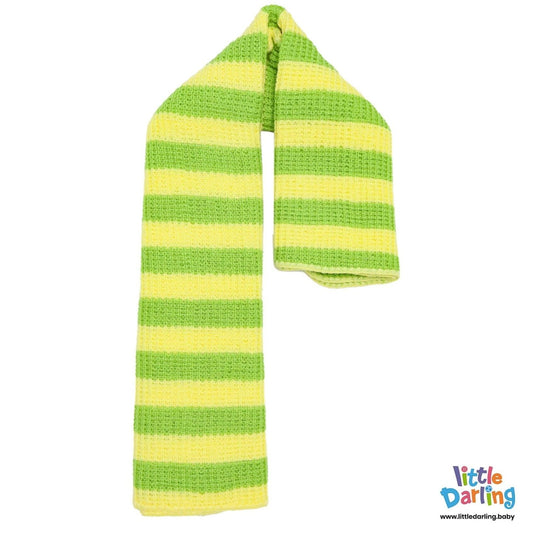 Baby Woolen Shawl Green Stripes | Little Darling - Zubaidas Mothershop